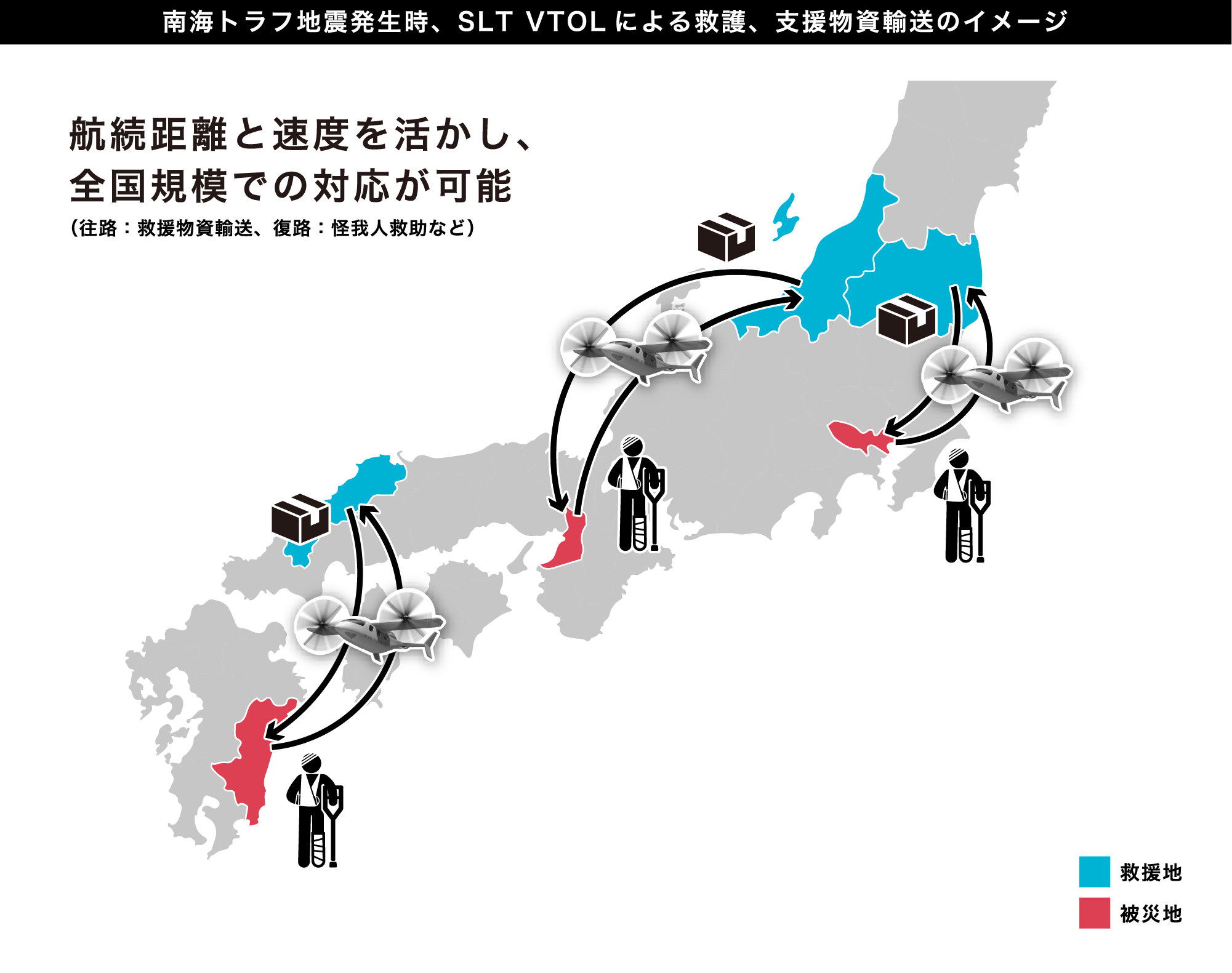 東京→広島、東京→函館を１時間で移動できます。